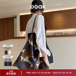 联名合作款 JUNESHAN 双面复古撞色休闲包单肩斜挎包 OOAK界格