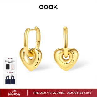 OOAK 热卖 迷链系列春夏原创设计爱心U型耳环18k镀金复古 经典
