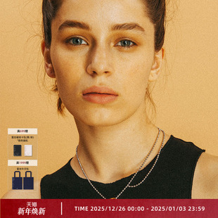 OOAK易烊千玺同款 金银双圈铭牌吊坠设计感中性项链