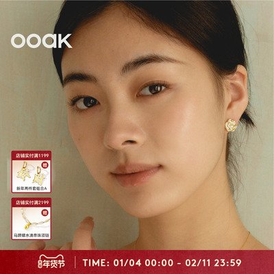 OOAK界格白贝母玫瑰金项链耳钉编织肌理半宝石耳钉气质款简约时尚