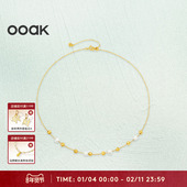 OOAK流金系列熔岩肌理珍珠精美抽拉可调项链多层叠戴精美气质