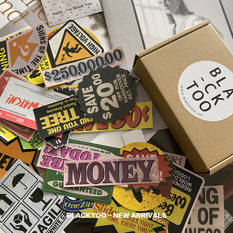blacktoo/复古恶搞标志贴纸 创意趣味创意行李箱贴纸防水贴纸装饰
