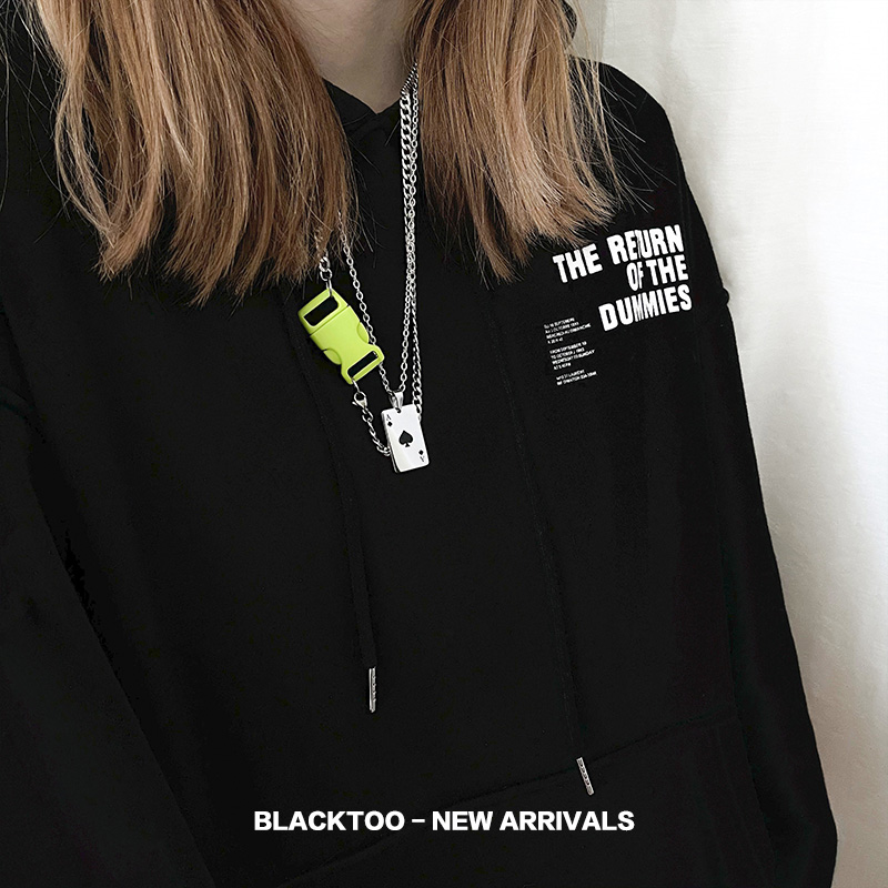 幸运红桃黑情侣钛质不变色项链