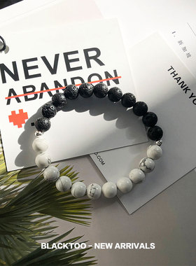 blacktoo黑白ins风925纯银手链