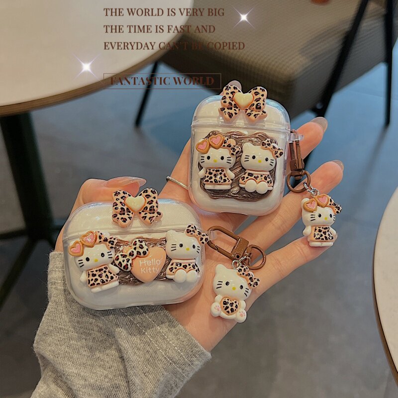 豹纹Kitty适用红米buds8活力版蓝牙耳机保护套8青春版6活力版buds5pro/6S/7S/SE硅胶小米Air4se软壳3保护壳女