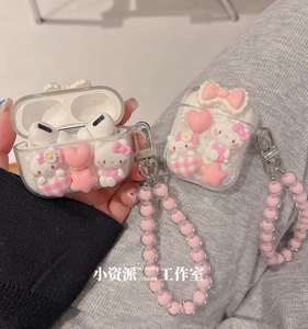 粉色Kitty猫适用真我realme Buds Air6pro蓝牙Air3耳机t310保护套Air5Pro透明T100软壳Air3Neo防摔T300少女心