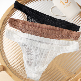 新款男士内裤男薄款半透明男生丁字裤性感T字单丁低腰运动短裤头