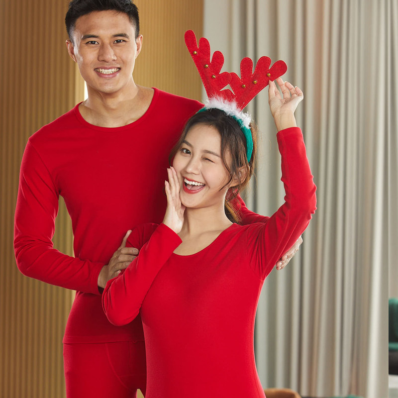 舒感大红发热纤维本命年情侣结婚生日喜庆男女鸿运保暖内衣套装,女士内衣/男士内衣/家居服,保暖套装,淘宝优惠券,粉丝福利购,淘宝优惠卷