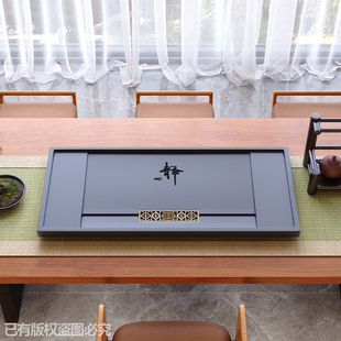 茶盘石盘新款家用仿乌金石一体带排水茶具客厅办公室茶台茶海茶几