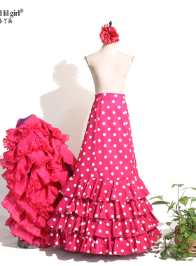 订做舞蹈服Flamengo弗拉门戈长尾裙BATA演出服西班牙舞服CWQ46