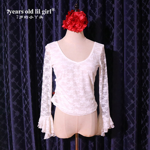 西班牙弗拉门戈上衣长袖2025新款热销韩国蕾丝喇叭白色HGG02