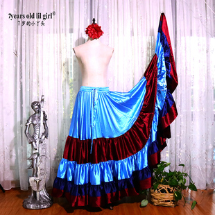 弗拉门戈舞裙练习裙佛朗明哥荷叶边多色可选红色 9EX66