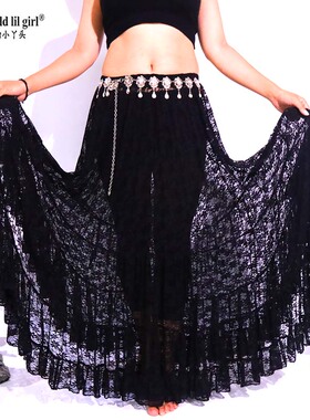 7yearsoldlilgirl肚皮舞人气韩国蕾丝吉普赛4层10米大摆裙EX21