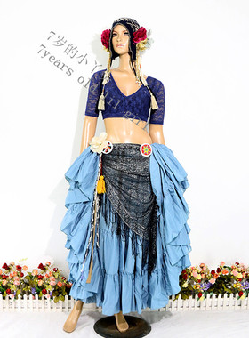 ATS部落人气肚皮舞choli短袖韩国蕾丝V领露背5分袖上衣BE07