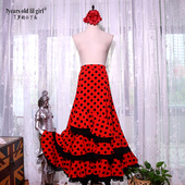 舞蹈服热销Flamenco佛拉门戈西班牙舞裙包臀荷叶边裙红色DTT72