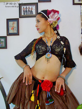 肚皮舞练功服热销长袖韩国蕾丝5分小喇叭袖上衣设计师品牌DI05