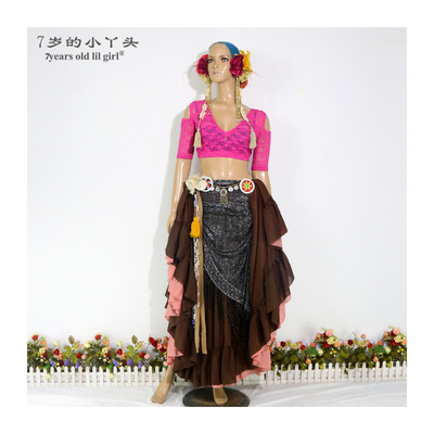 ATS肚皮舞上衣choli韩国蕾丝V领露背开肩5分袖热销舞蹈练功服装