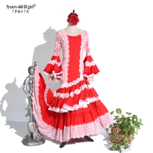 定制Flamenco金靖同款弗拉门戈西班牙舞裙连衣裙演出服舞裙ENE18