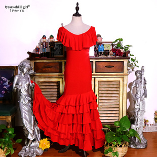 原创品牌Flamenco弗拉门戈练习裙西班牙挪威麻荷叶领多层舞裙GI04