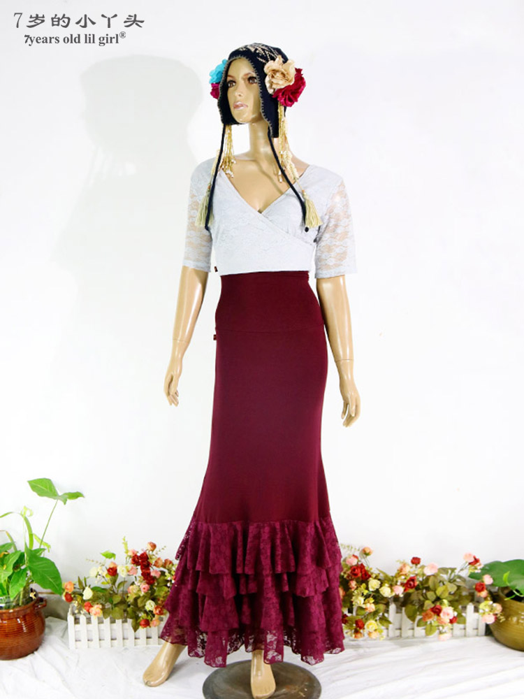 弗拉明戈舞裙2019新款人棉舞蹈裙