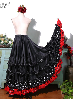 弗拉门戈flamenco舞裙练功2025新款意大利雪绸多层裙9EX70