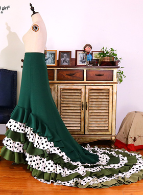 订制舞蹈服Flamengo弗拉门戈长尾裙BATA演出服品牌设计热销 CWQ09