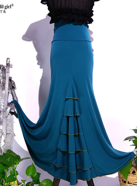 舞西班牙佛拉门戈舞肚皮舞精品热销挪威麻翻腰包臀大摆裙ESS25