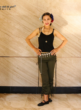 瑜伽肚皮舞裤子进口弹力棉抽皱裹臀长裤品牌设计热销 EEE03