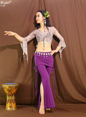 部落人气肚皮舞练功服弹力棉裹臀瑜伽喇叭裤EEE0102