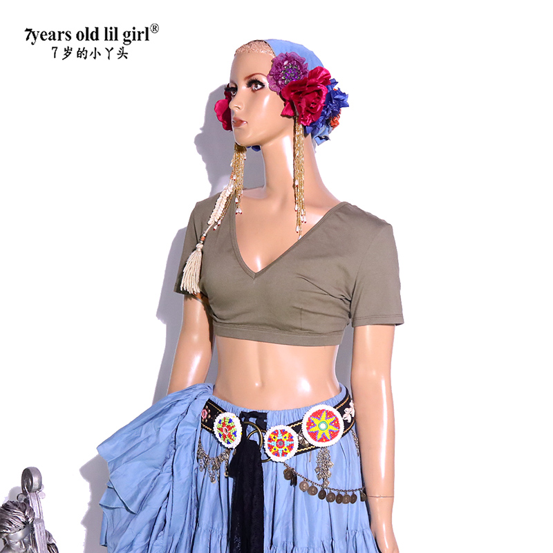 7yearsoldlilgirl弹力棉V领露背