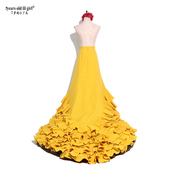 订做舞蹈服Flamengo弗拉门戈长尾裙BATA演出服西班牙舞服CWQ39