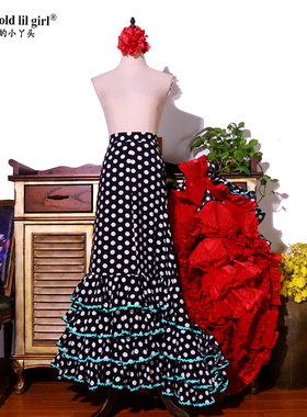 订做弗拉门戈长尾裙bata裙演出Flamengo西班牙舞裙品牌设计CWQ24