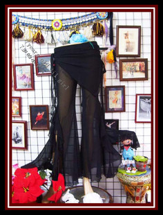 肚皮舞裤子热销台湾水纱小屁帘高侧衩大荷叶边喇叭裤GC09