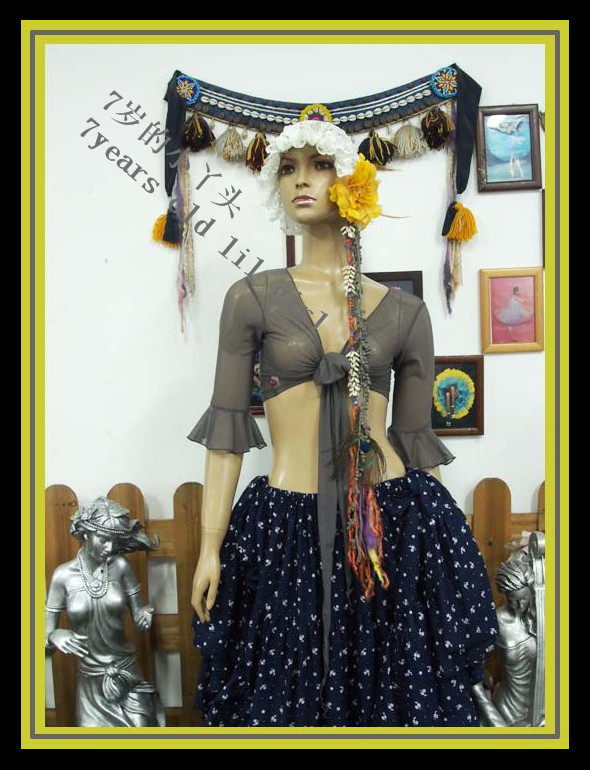 肚皮舞原创人气中袖新款网纱台湾水沙小喇叭袖上衣经典CD56