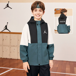 Nike JORDAN耐克童装儿童夹克外套2025春秋季新款连帽防风冲锋衣