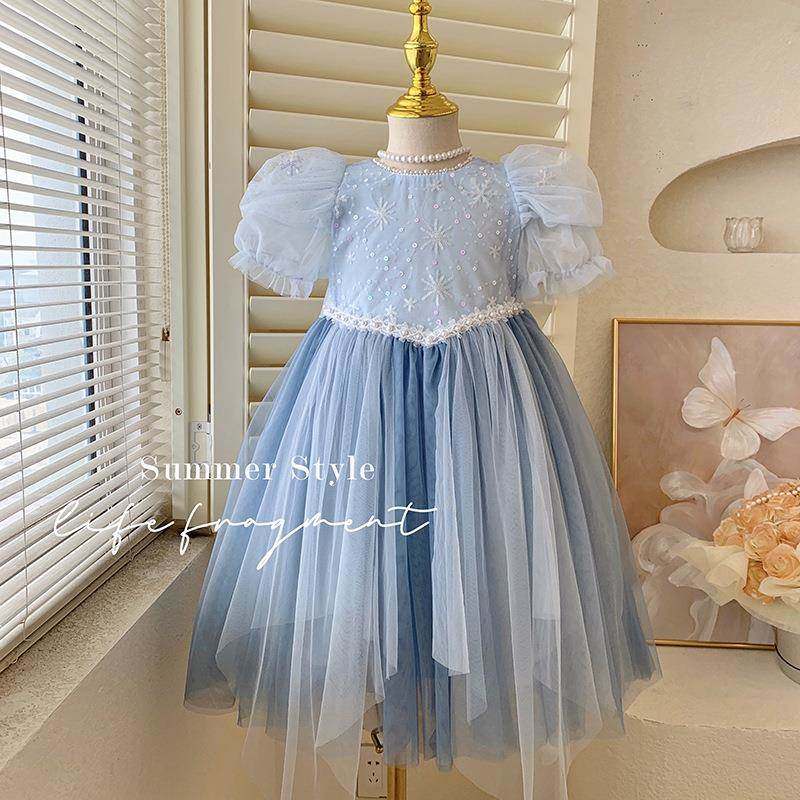 英国Next Naive女童连衣裙2025夏装女宝宝冰雪奇缘爱莎公主裙小女