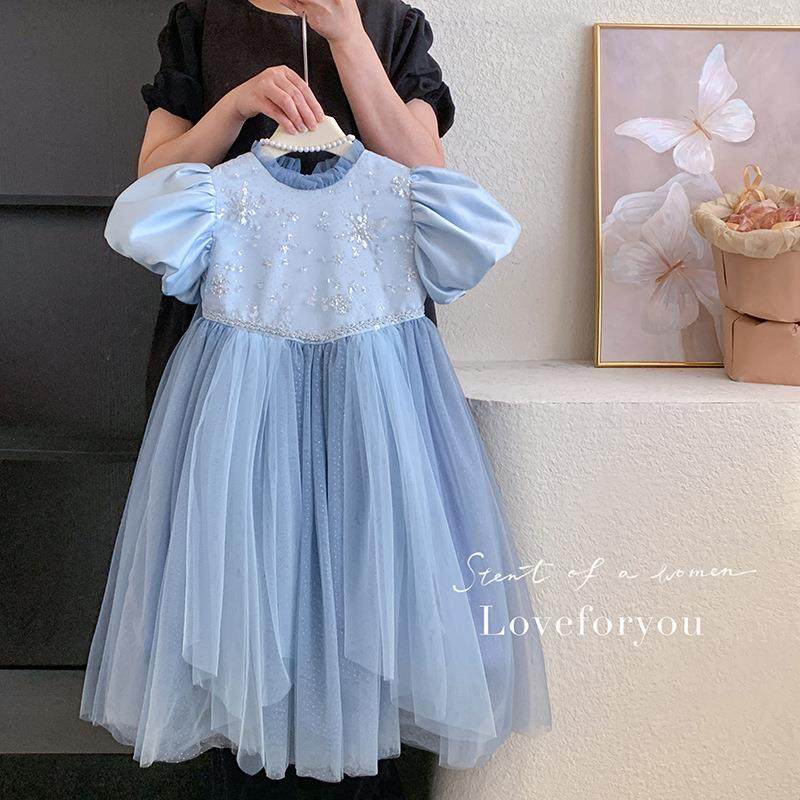 英国Next Naive童装高品质夏季艾莎公主裙2025新款洋气小女孩冰雪