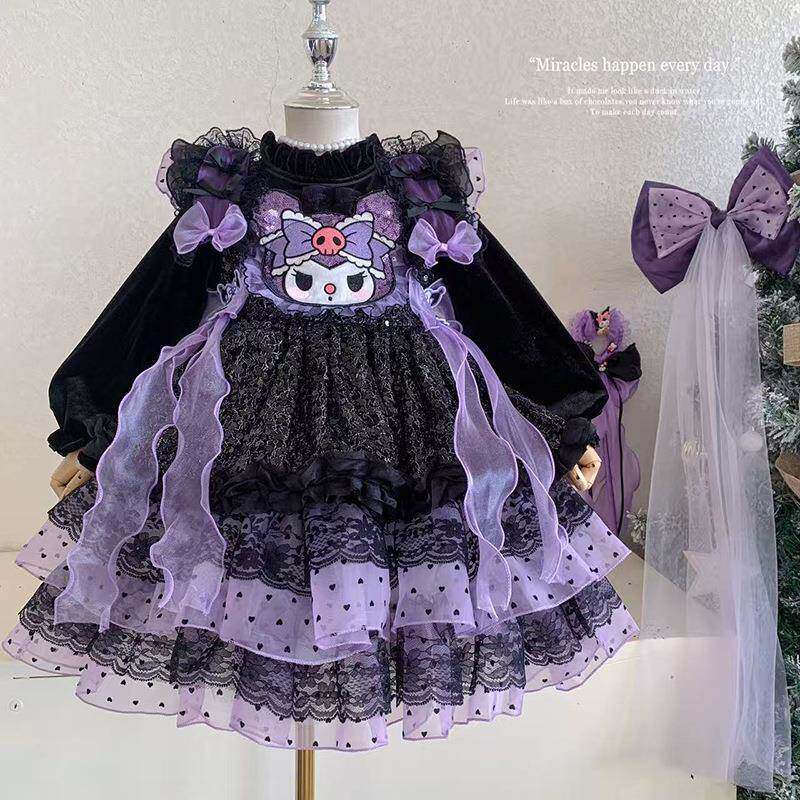 英国Next Naive女童加绒加厚库洛米洛丽塔公主裙冬洋气连衣裙冬季