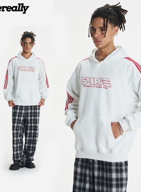 SUPEREALLY 张函瑞 李鑫一同款 美式字母撞色条纹三条杠保暖卫衣