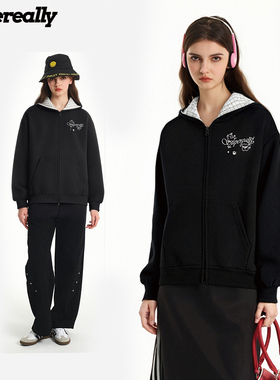 SUPEREALLY清融同款可爱宅萌感连帽猫耳开衫美式百搭宽松休闲卫衣