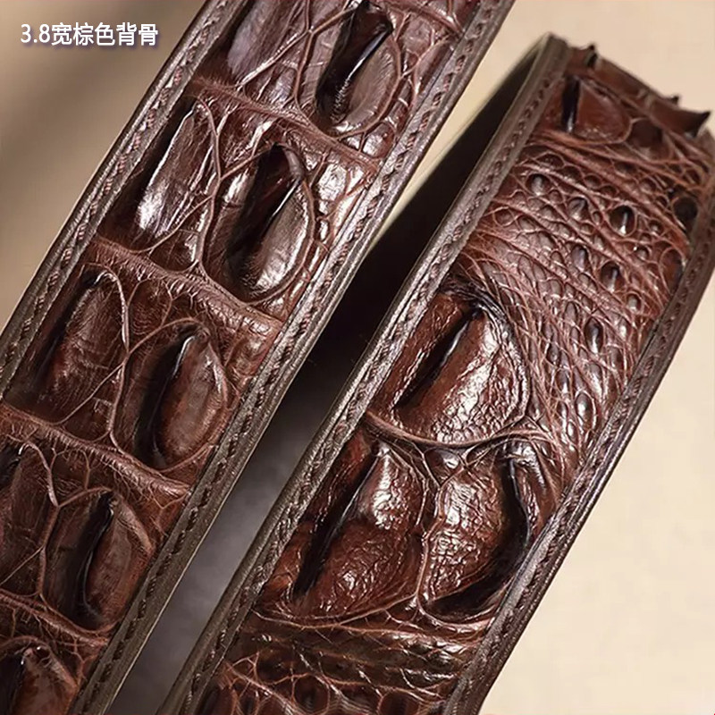 无扣头泰国鳄鱼肚皮皮带男正宗真皮背骨不接腰带平滑板扣奢华青年
