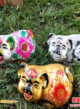 手工秦雍陕西凤翔泥塑猪乐福猪福寿猪生肖猪礼品中国风纪念品非遗