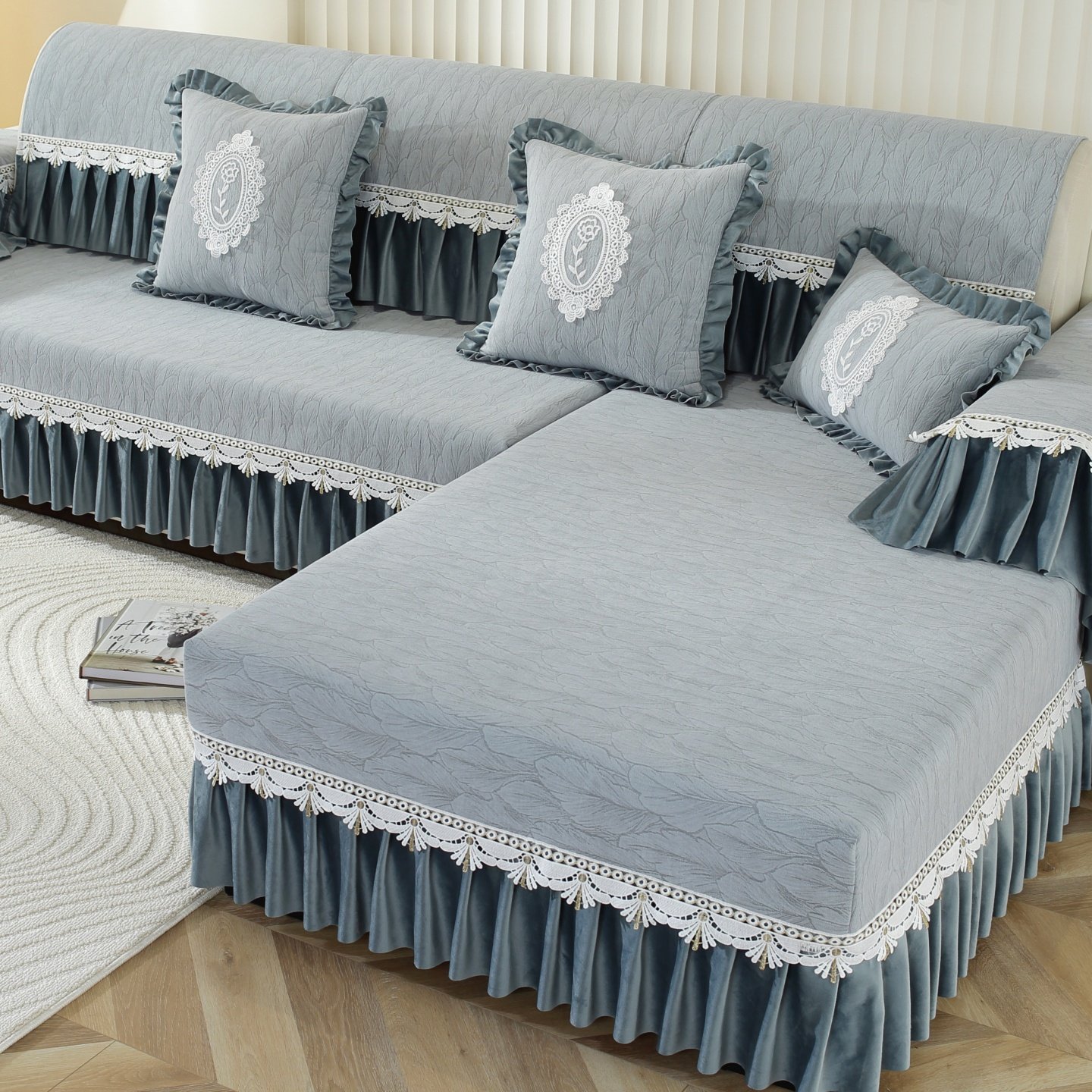 新款雪尼尔高档欧式沙发垫布艺防滑沙发套罩贵妃坐垫定做四季通用