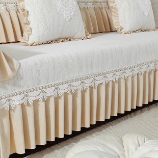 欧式高档沙发垫布艺防滑雪尼尔沙发套罩贵妃全包定做纯色四季通用