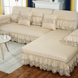 简约现代沙发垫防滑高档布艺纯色坐垫沙发套罩子欧式蕾丝四季通用