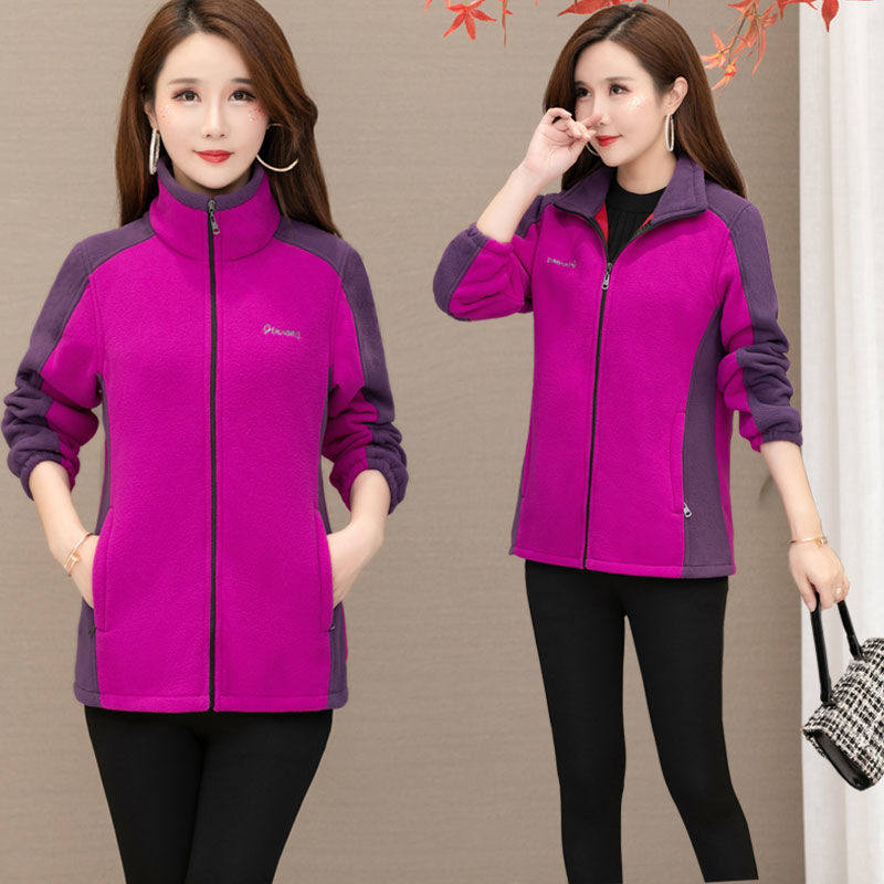 秋冬新款立领休闲风抓绒妈妈装