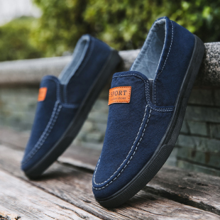 懒人透气工作板鞋 2026春季 一脚蹬老北京帆布运动休闲鞋 男鞋 男 韩版