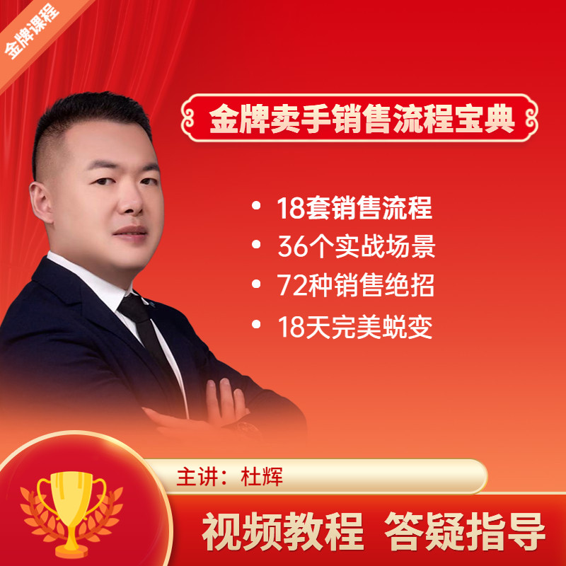 销售技巧培训话术成交流程赚钱教程从入门到精通视频课程杜辉