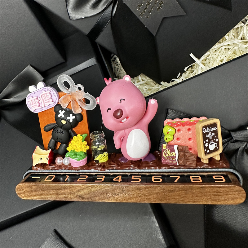 韩国正品Zanmang loopy盲盒露比奶油胶停车号码牌小海狸临时挪车
