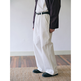 可乐生活CARPEM秋季 简黑白基础百搭简约宽松直筒通勤牛仔休闲长裤